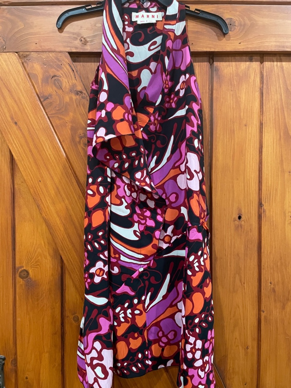 MARNI Italian Abstract Sleeveless Dress in Pink, Purple & Orange Sz 38 (US 2)